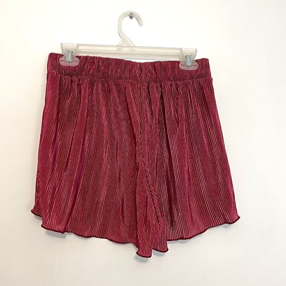 FASHION NOVA Julia Plisse Short Set Mauve Berry Satin Shiny Pull On SHORTS ONLY! - Picture 11 of 12